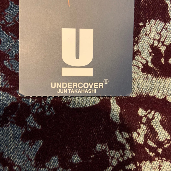 NWT Jun Takahaski Undercover Womens 2‎ Jeans Tapered Leg Blue Flocked 2YK 90s - Picture 10 of 12